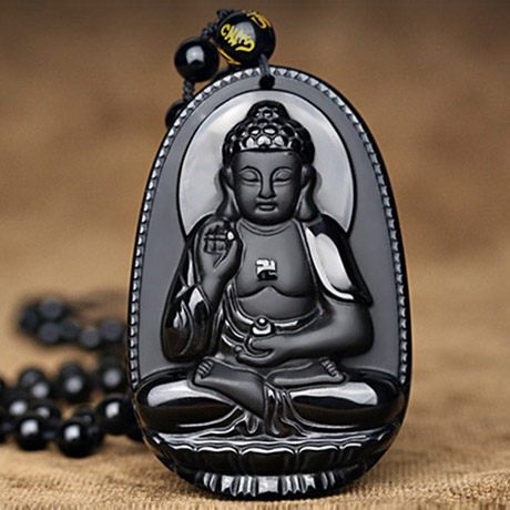 ĐÁ OBISIDIAN TỰ NHIÊN PHẬT ĐỘ MỆNH THEO TUỔI 1 BỘ ( Mặt ,Dây) 14 IMG 1529148061075 1529152645362